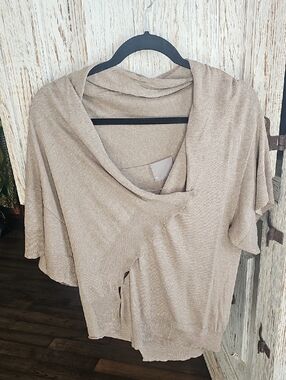 EVOLUTION Women’s Taupe Short-Sleeve Knit Sweater - Size S
